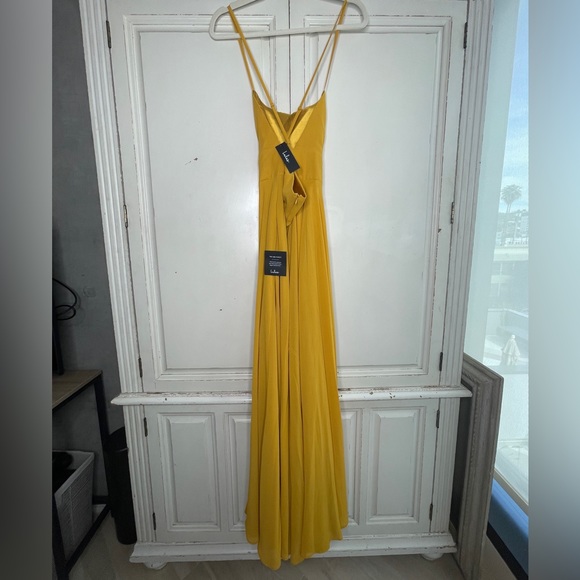 Lulu’s Dreamy Romance Mustard Yellow Backless Maxi Dress - Picture 5 of 7
